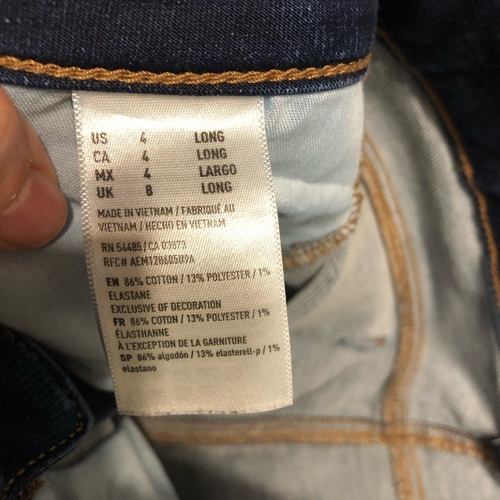 American Eagle AEO Sz 4 Long Jegging Jeans Mid-Rise Dark Wash Super Stretch - Picture 5 of 6
